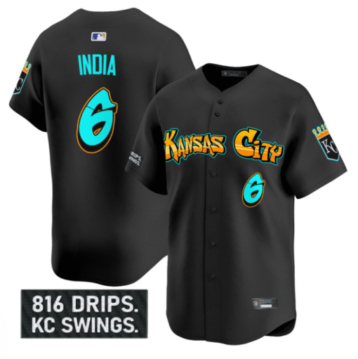 Jonathan India Jersey #6 Kansas City Royals Graffiti Crown Drop Stitched Baseball