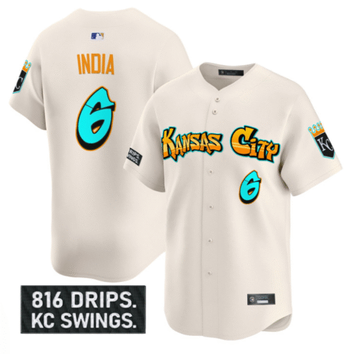 Jonathan India Jersey #6 Kansas City Royals Graffiti Crown Drop Stitched Baseball - Image 4