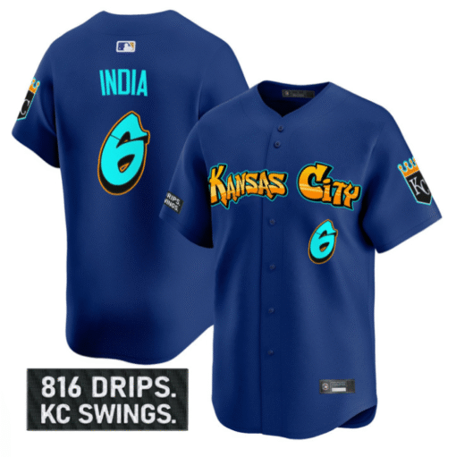 Jonathan India Jersey #6 Kansas City Royals Graffiti Crown Drop Stitched Baseball - Image 3
