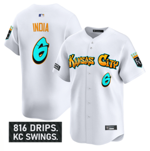 Jonathan India Jersey #6 Kansas City Royals Graffiti Crown Drop Stitched Baseball - Image 2