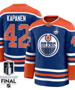 Alternative view of Kasperi Kapanen Jersey 42 Edmonton Oilers 2025 Stanley Cup Final Home Breakaway Stitched Hockey