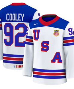 Alternative view of Logan Cooley Jersey #92 USA Hockey 2025 Premium Stitched Hockey