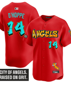Logan OHoppe Jersey 14 Los Angeles Angels Graffiti Halo Drop Stitched Red