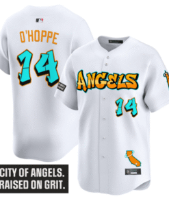 Logan OHoppe Jersey 14 Los Angeles Angels Graffiti Halo Drop Stitched White