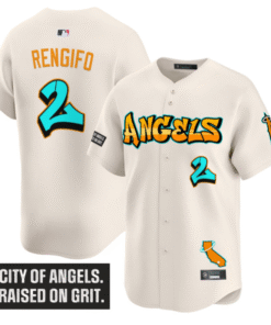 Luis Rengifo Jersey 2 Los Angeles Angels Graffiti Halo Drop Edition Cream
