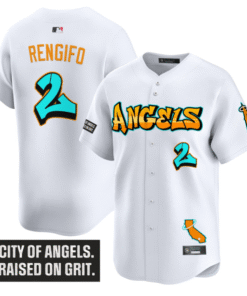 Alternative view of Luis Rengifo Jersey #2 Los Angeles Angels Graffiti Halo Drop Edition Stitched Baseball