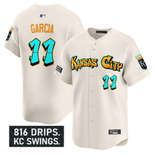 Maikel Garcia Jersey #11 Kansas City Royals Graffiti Crown Drop Stitched Baseball - Image 4