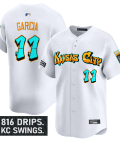 Alternative view of Maikel Garcia Jersey #11 Kansas City Royals Graffiti Crown Drop Stitched Baseball