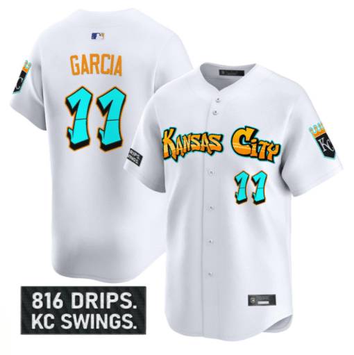 Maikel Garcia Jersey #11 Kansas City Royals Graffiti Crown Drop Stitched Baseball - Image 2