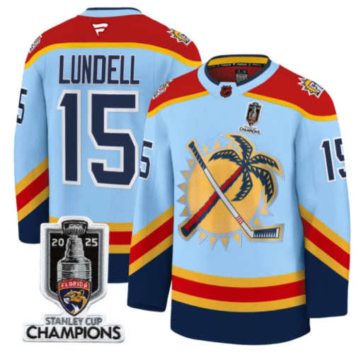 Anton Lundell Jersey #15 Florida Panthers 2025 Stanley Cup Champions Stitched Hockey