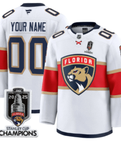 Alternative view of Custom Florida Panthers Jersey 2025 Stanley Cup Champions Stitched Hockey