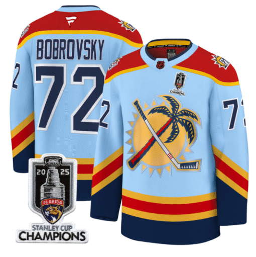 Sergei Bobrovsky Jersey #72 Florida Panthers 2025 Stanley Cup Champions Stitched Hockey