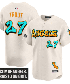 Mike Trout Jersey #27 Los Angeles Angels Graffiti Halo Drop Edition Stitched Baseball 7 Mike Trout Jersey 27 Los Angeles Angels Graffiti Halo Drop Edition Cream