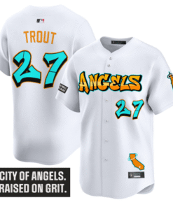 Alternative view of Mike Trout Jersey #27 Los Angeles Angels Graffiti Halo Drop Edition Stitched Baseball