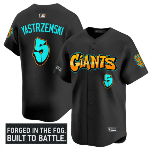 Mike Yastrzemski Jersey #5 San Francisco Giants Graffiti Fog City Drop Stitched Baseball
