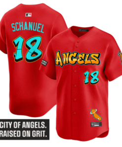 Nolan Schanuel Jersey 18 Los Angeles Angels Graffiti Halo Drop Edition Red