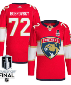 Sergei Bobrovsky 72 Florida Panthers 2025 STANLEY CUP Final Patch Home Men Jersey Red