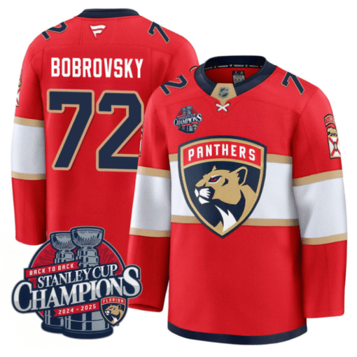 Sergei Bobrovsky Jersey #72 Florida Panthers 2025 Stanley Cup Back To Back Stitched Hockey - Image 3