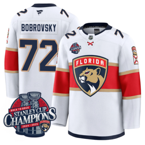 Sergei Bobrovsky Jersey #72 Florida Panthers 2025 Stanley Cup Back To Back Stitched Hockey - Image 2