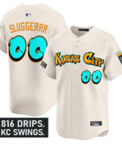 Sluggerrr Jersey 00 Kansas City Royals Graffiti Crown Drop Stitched Cream
