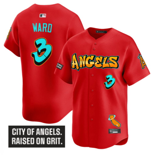 Taylor Ward Jersey #3 Los Angeles Angels Graffiti Halo Drop Edition Stitched Baseball - Image 3