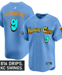 Vinnie Pasquantino Jersey 9 Kansas City Royals Graffiti Crown Drop Blue