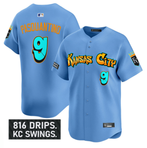 Vinnie Pasquantino Jersey #9 Kansas City Royals Graffiti Crown Drop Stitched Baseball - Image 5