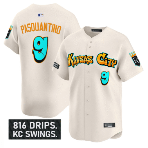 Vinnie Pasquantino Jersey #9 Kansas City Royals Graffiti Crown Drop Stitched Baseball - Image 4