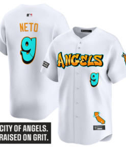 Alternative view of Zach Neto Jersey #9 Los Angeles Angels Graffiti Halo Drop Edition Stitched Baseball