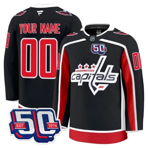 Men Washington Capitals 50th Anniversary Premium Custom Jersey - All Stitched - Image 9