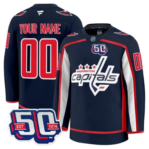 Men Washington Capitals 50th Anniversary Premium Custom Jersey - All Stitched - Image 10