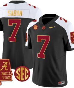 Nick Saban Alabama Crimson Tide #7 Champions Gold Trim Vapor Jersey - All Stitched
