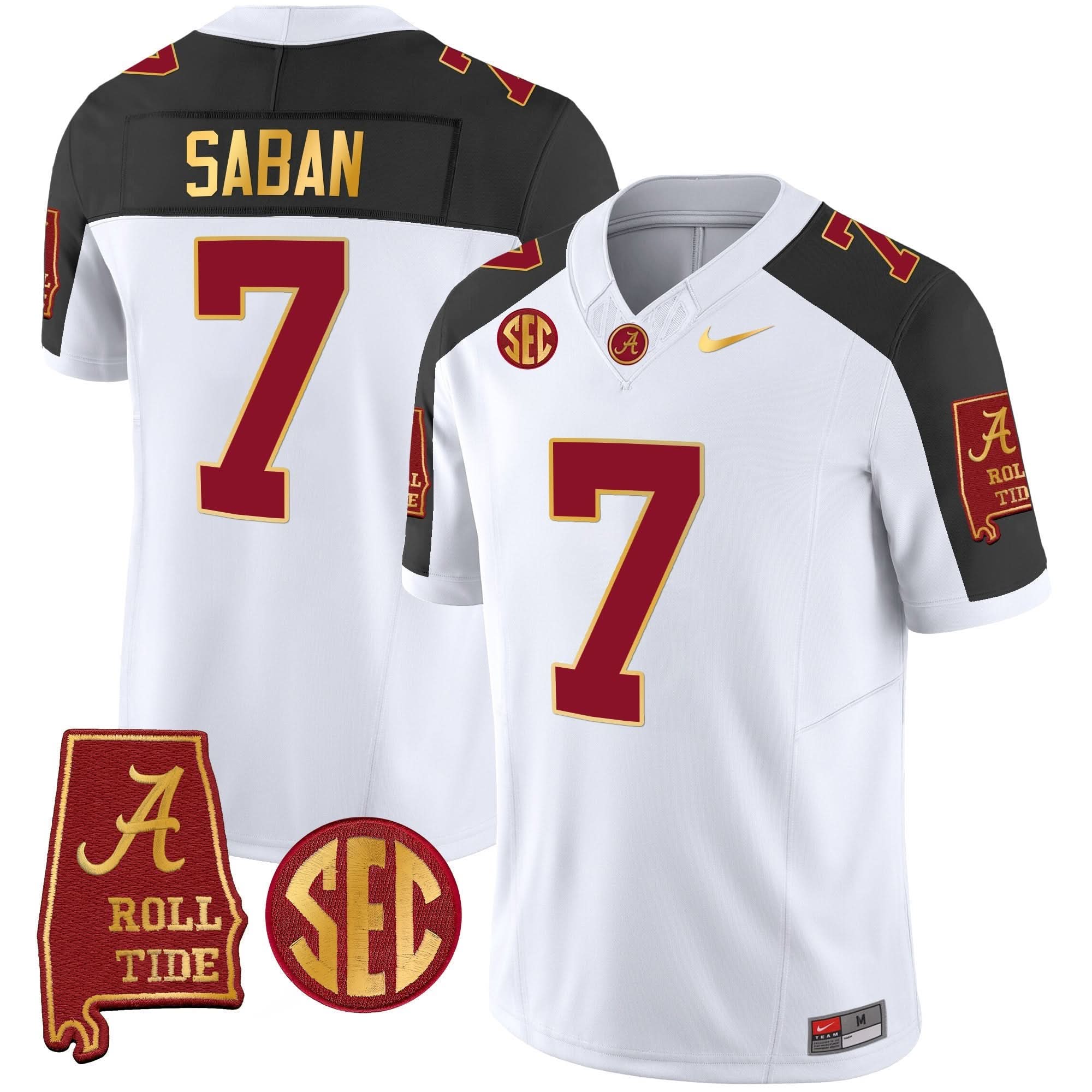 Nick Saban Alabama Crimson Tide #7 Champions Gold Trim Vapor Jersey - All Stitched 6 Nick Saban Alabama Crimson Tide #7 Champions Gold Trim Vapor Jersey - All Stitched - Image 6