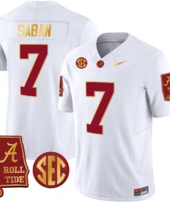 Nick Saban Alabama Crimson Tide #7 Champions Gold Trim Vapor Jersey - All Stitched 9 1705303110387