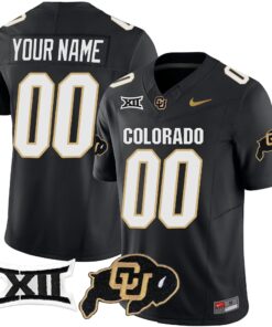Alternative view of Custom Colorado Buffaloes Jersey Vapor Limited V2 - Big 12 XII Patch - All Stitched