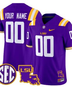 Alternative view of Custom LSU Tigers Jersey 2025 Louisiana Patch Vapor Limited - All Stitched