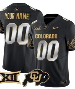 Alternative view of Custom Colorado Buffaloes Jersey Big 12 XII Patch Gold Vapor Limited - All Stitched