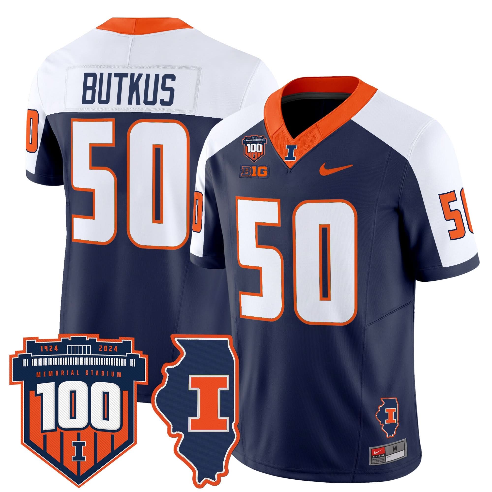 Illinois Fighting Illini 100th Memorial Stadium Patch Vapor Limited Jersey - All Stitched 28 Illinois Fighting Illini 100th Memorial Stadium Patch Vapor Limited Jersey - All Stitched - Image 28