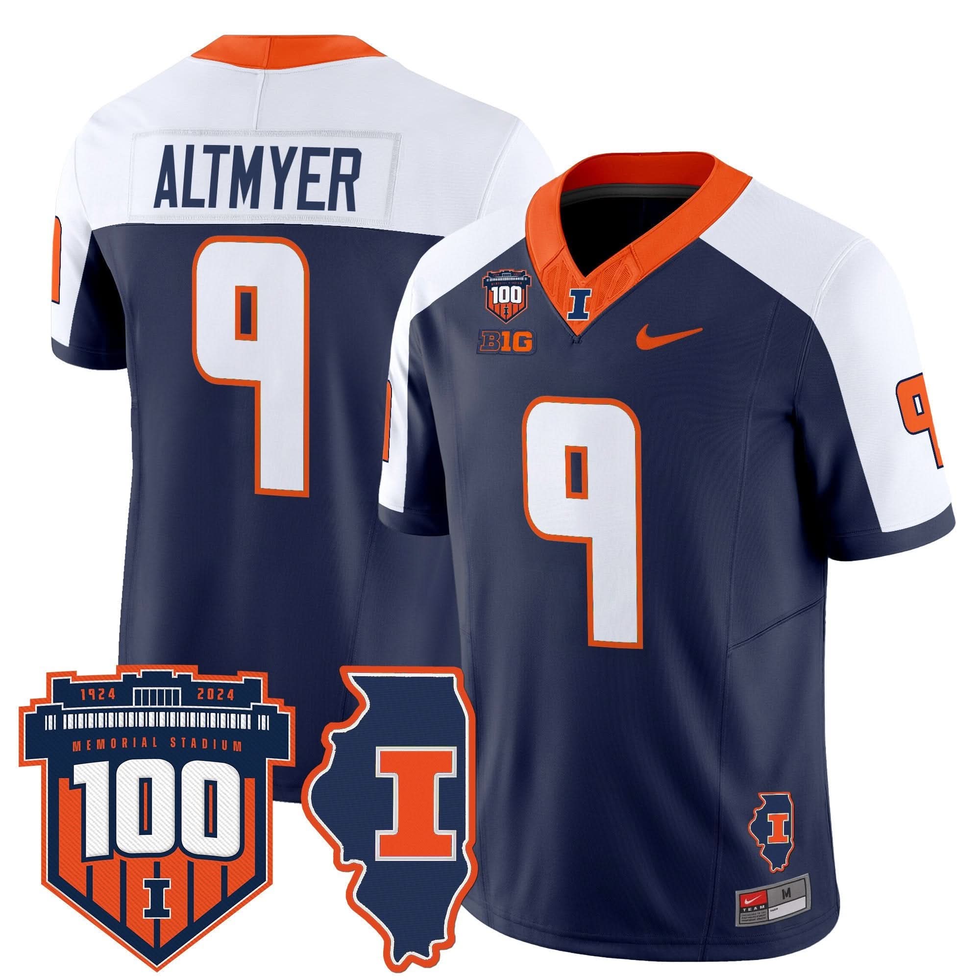 Illinois Fighting Illini 100th Memorial Stadium Patch Vapor Limited Jersey - All Stitched 38 Illinois Fighting Illini 100th Memorial Stadium Patch Vapor Limited Jersey - All Stitched - Image 38