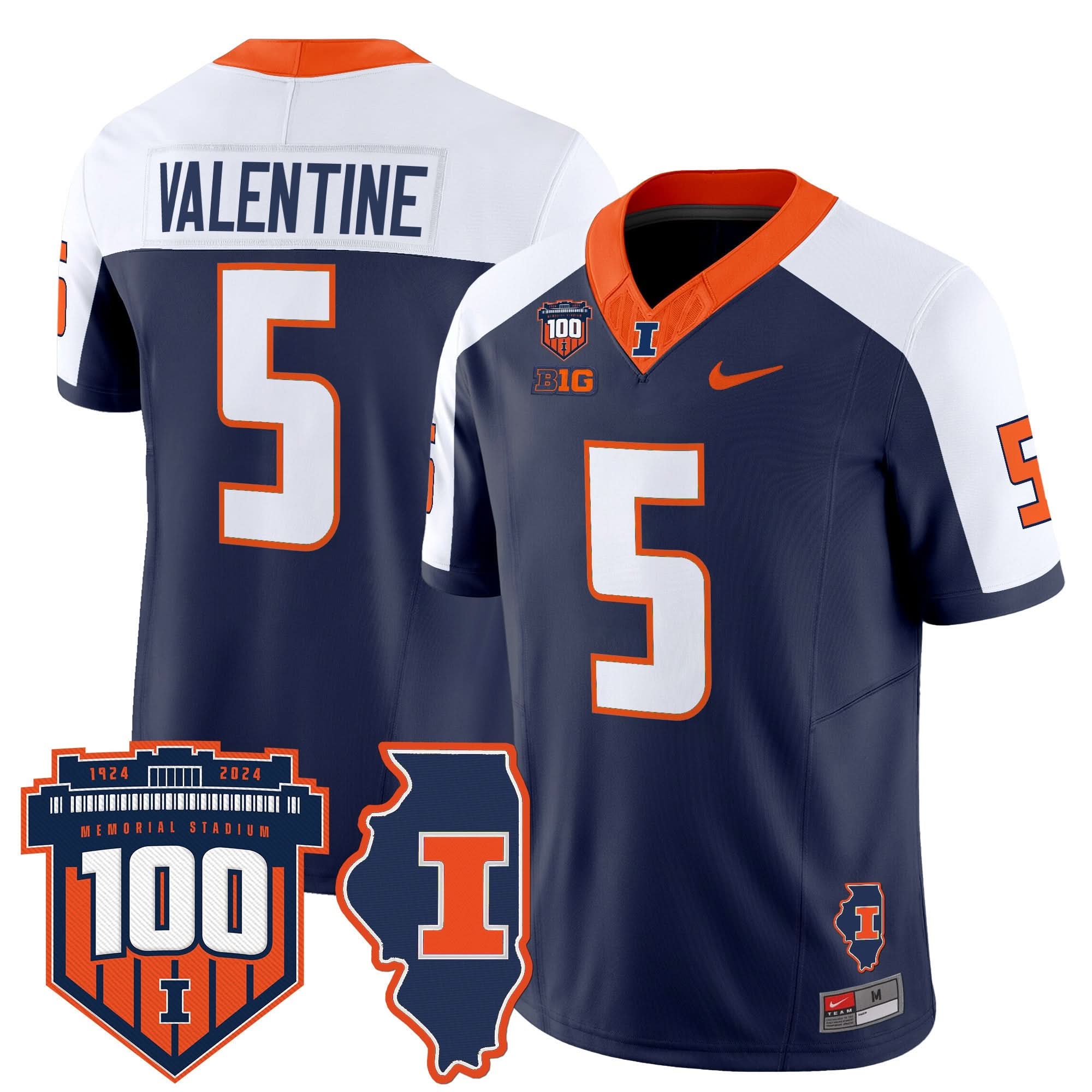 Illinois Fighting Illini 100th Memorial Stadium Patch Vapor Limited Jersey - All Stitched 40 Illinois Fighting Illini 100th Memorial Stadium Patch Vapor Limited Jersey - All Stitched - Image 40
