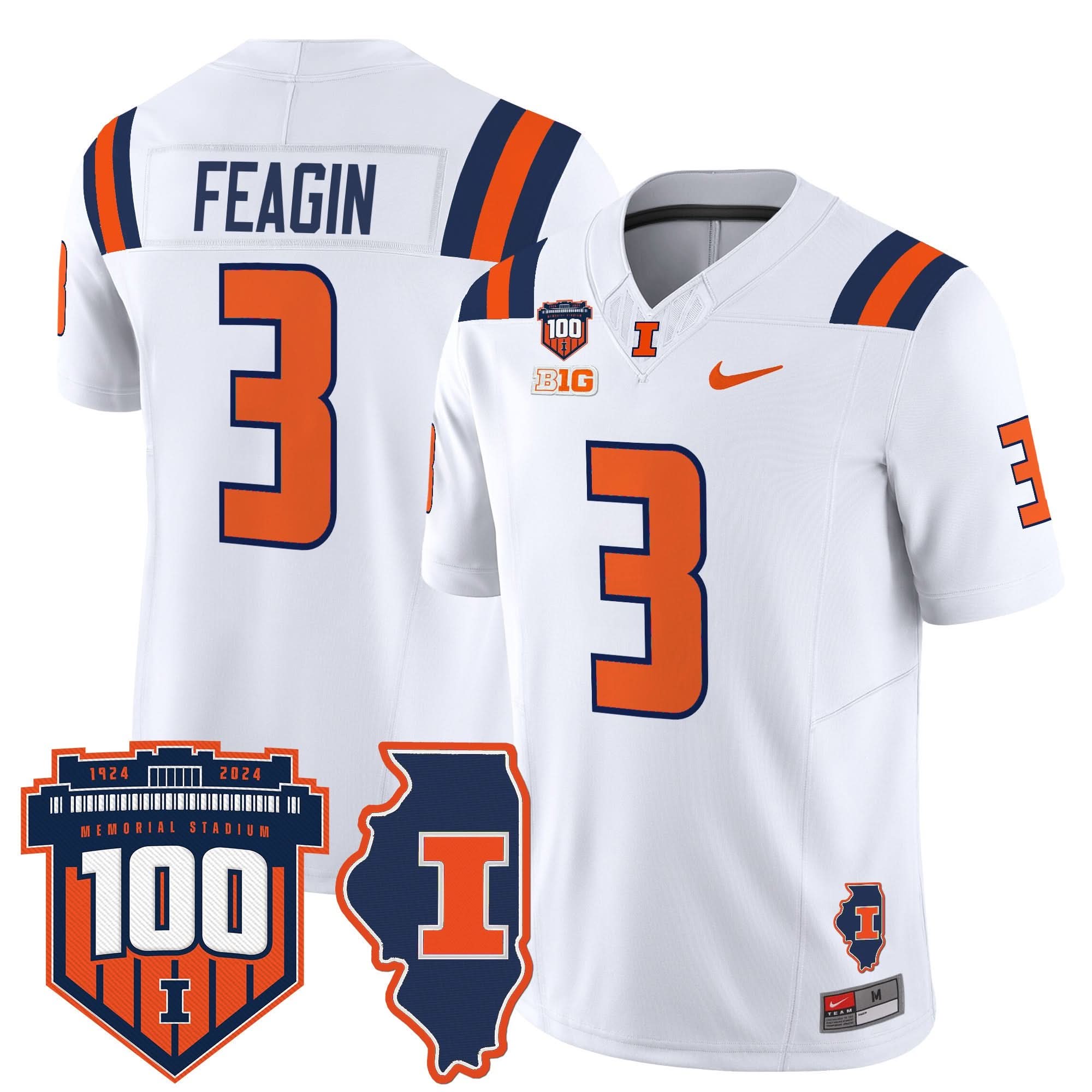Illinois Fighting Illini 100th Memorial Stadium Patch Vapor Limited Jersey - All Stitched 26 Illinois Fighting Illini 100th Memorial Stadium Patch Vapor Limited Jersey - All Stitched - Image 26