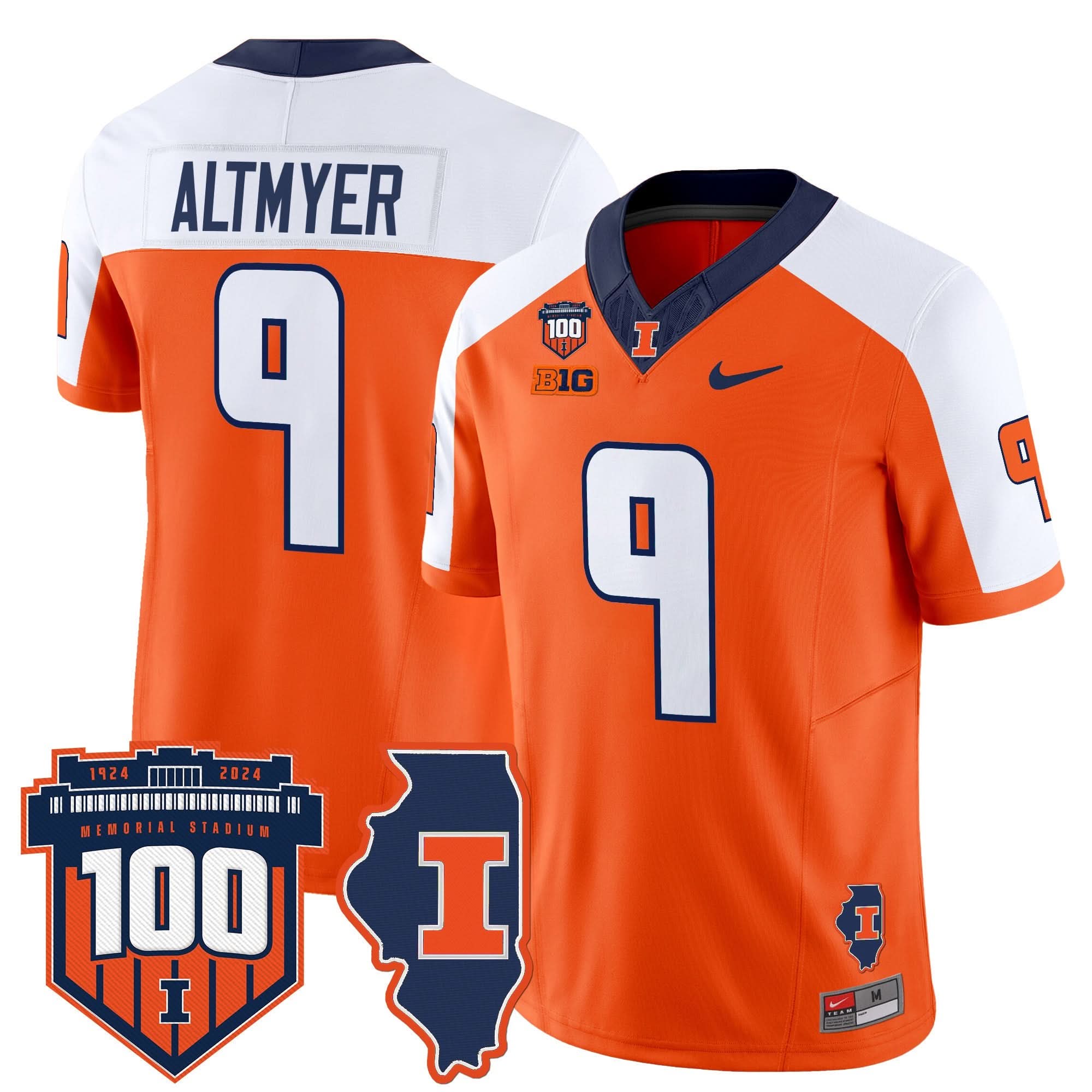 Illinois Fighting Illini 100th Memorial Stadium Patch Vapor Limited Jersey - All Stitched 43 Illinois Fighting Illini 100th Memorial Stadium Patch Vapor Limited Jersey - All Stitched - Image 43