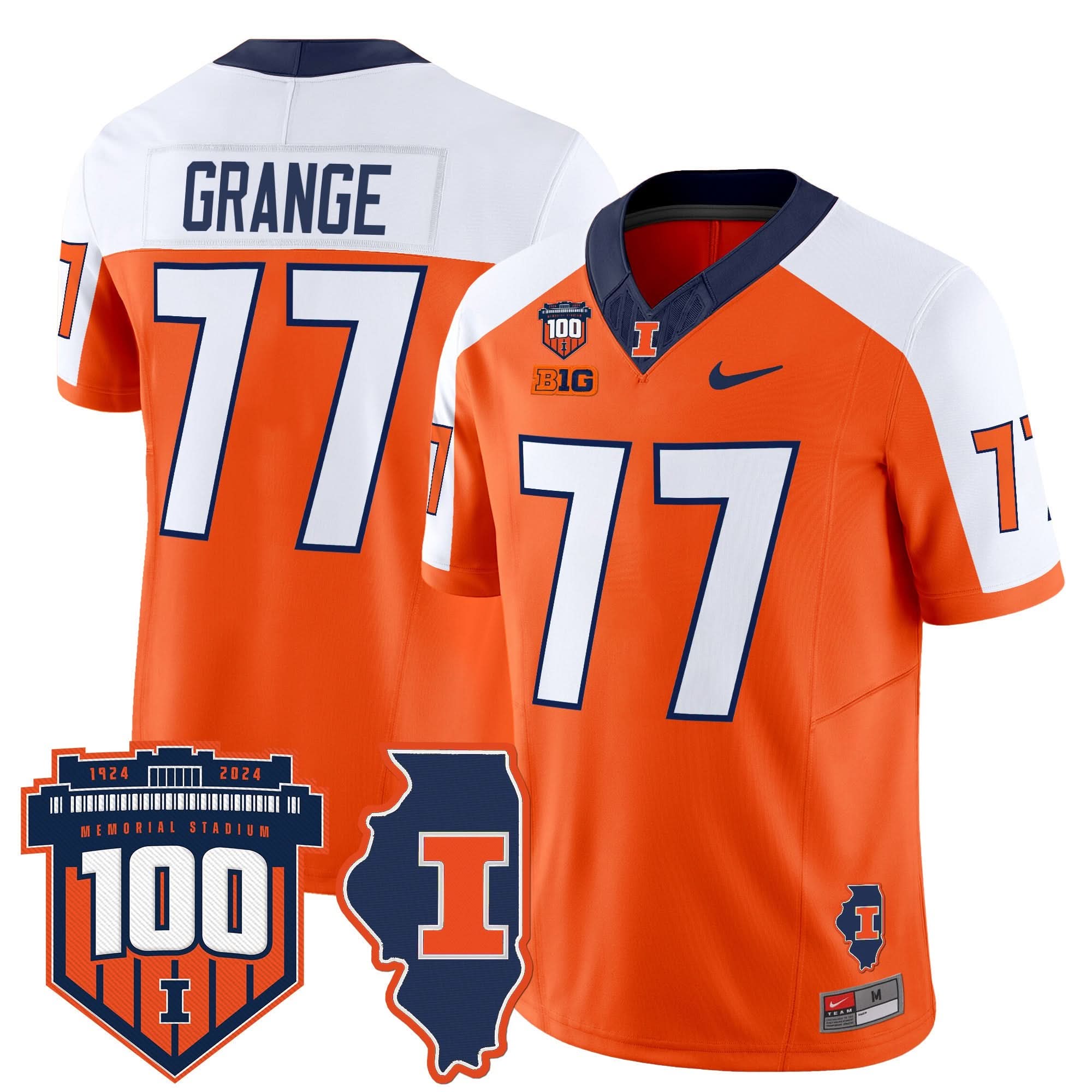 Illinois Fighting Illini 100th Memorial Stadium Patch Vapor Limited Jersey - All Stitched 45 Illinois Fighting Illini 100th Memorial Stadium Patch Vapor Limited Jersey - All Stitched - Image 45
