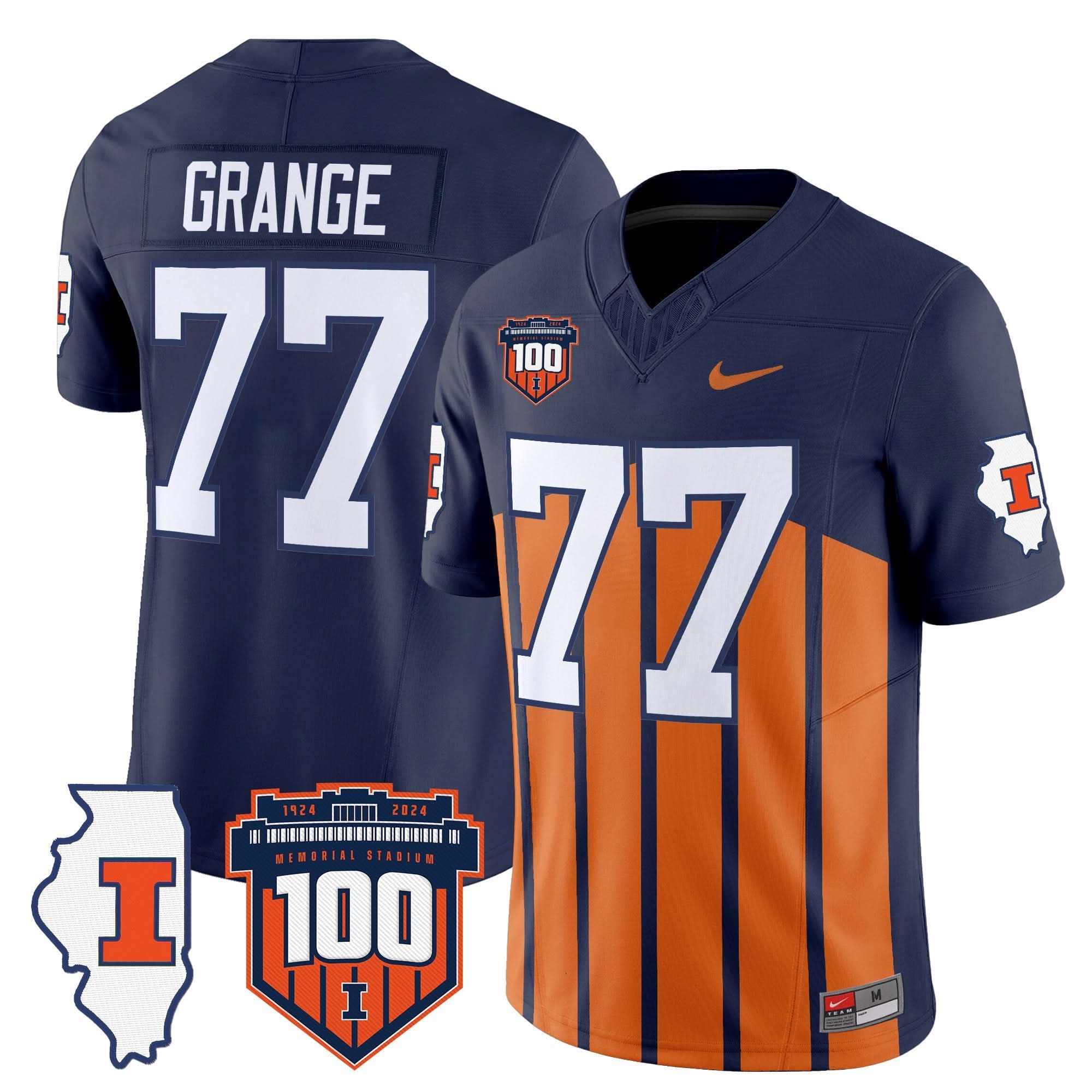 Illinois Fighting Illini 100th Memorial Stadium Patch Vapor Limited Jersey - All Stitched 33 Illinois Fighting Illini 100th Memorial Stadium Patch Vapor Limited Jersey - All Stitched - Image 33