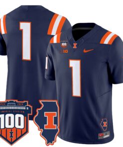 Illinois Fighting Illini 100th Memorial Stadium Patch Vapor Limited Jersey - All Stitched 58 1727165618d97323c9a2