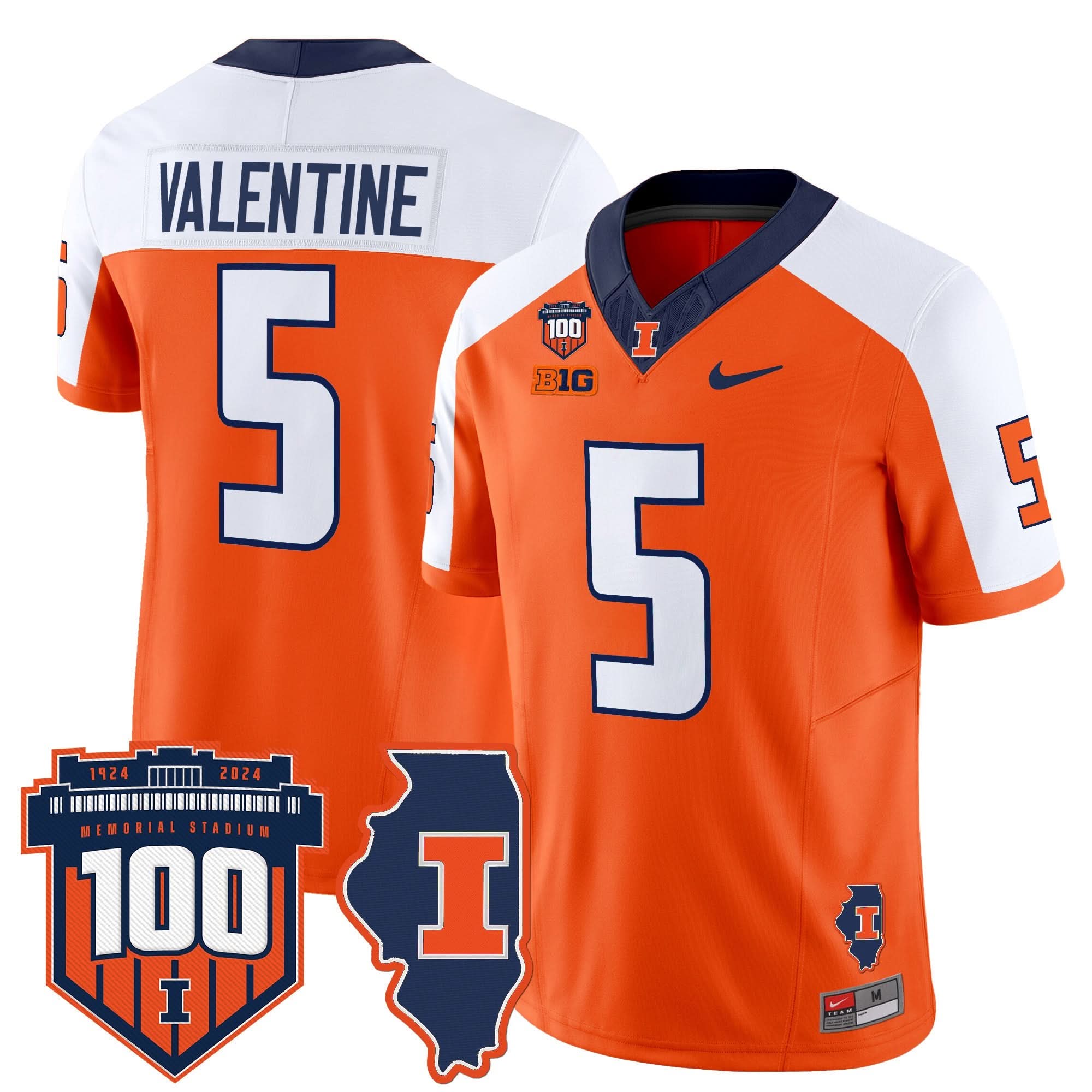Illinois Fighting Illini 100th Memorial Stadium Patch Vapor Limited Jersey - All Stitched 46 Illinois Fighting Illini 100th Memorial Stadium Patch Vapor Limited Jersey - All Stitched - Image 46