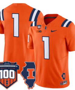 Illinois Fighting Illini 100th Memorial Stadium Patch Vapor Limited Jersey - All Stitched 69 1727165619d4b85d6563