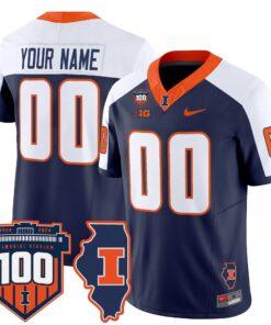 Alternative view of Custom Illinois Fighting Illini Jersey 100th Memorial Stadium Patch Vapor Limited - All Stitched