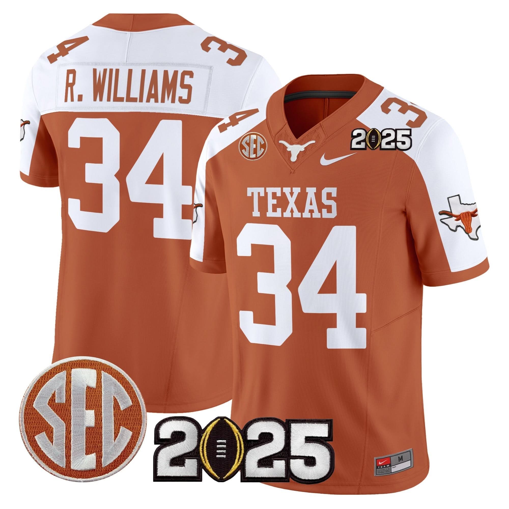 Texas Longhorns 2025 CFP Final Patch Vapor Limited Jersey - All Stitched 4 Texas Longhorns 2025 CFP Final Patch Vapor Limited Jersey - All Stitched - Image 4