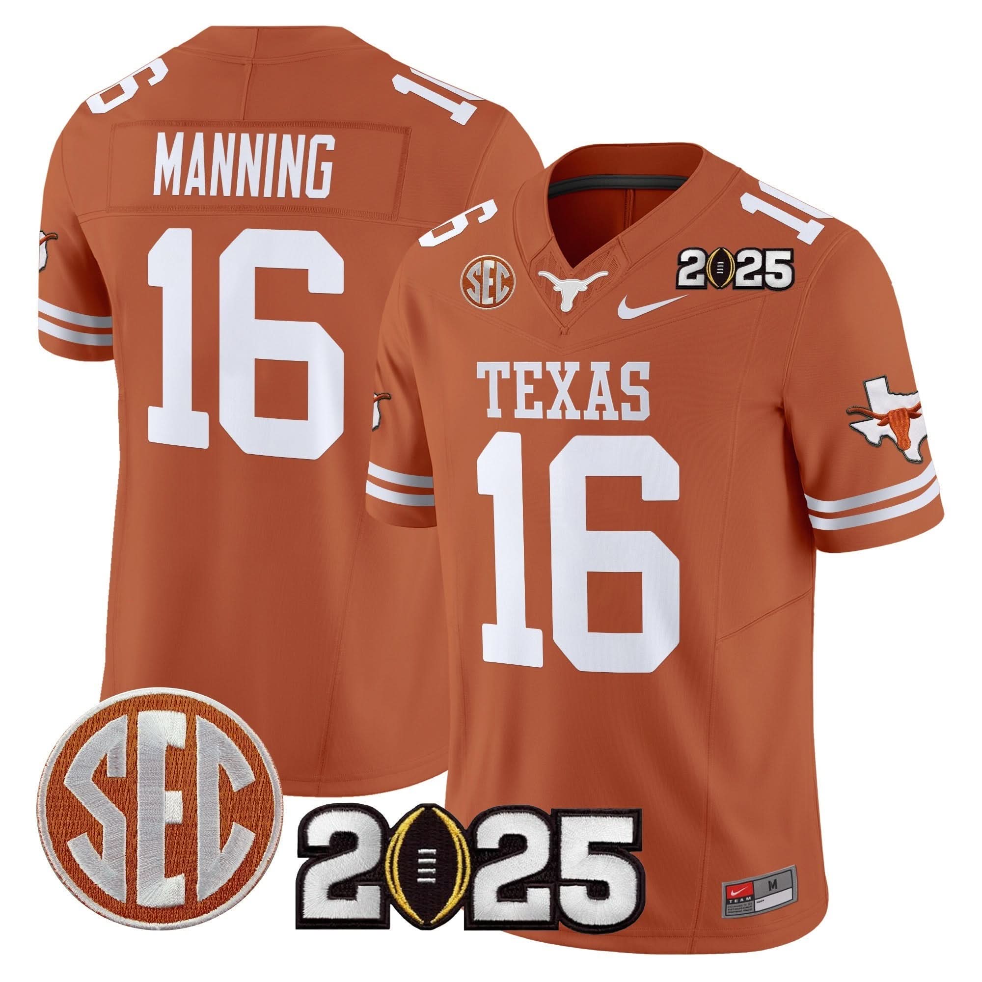 Texas Longhorns 2025 CFP Final Patch Vapor Limited Jersey - All Stitched 22 Texas Longhorns 2025 CFP Final Patch Vapor Limited Jersey - All Stitched - Image 22
